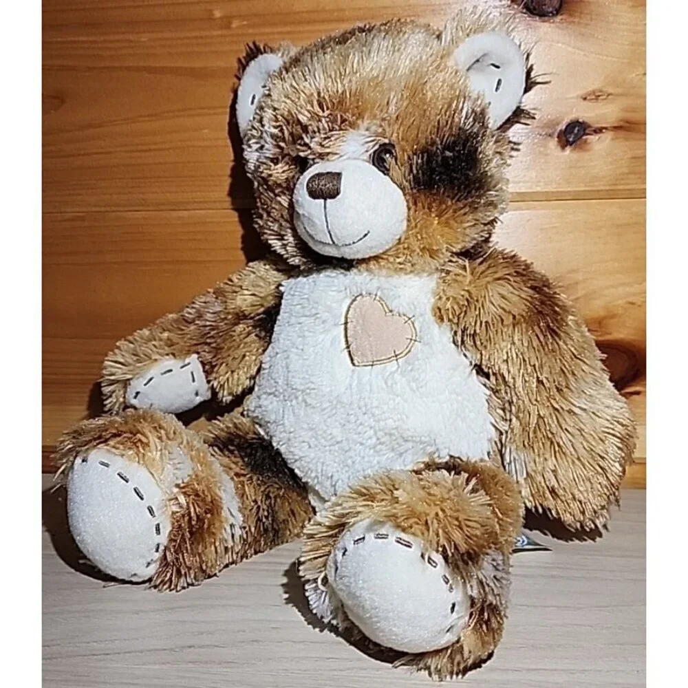 Build A Bear BABW Champ Brown Calico Plush Heart Patch Stitched Stuffed 16”